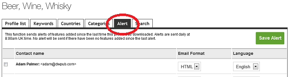 Alerts for forward feature opportunities that matche your keywords 