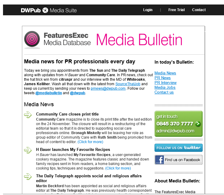 Media Bulletin, November 2011