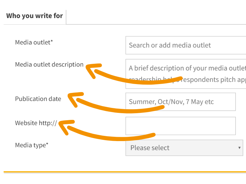 Annotated picture of the Journalist Enquiry Service form