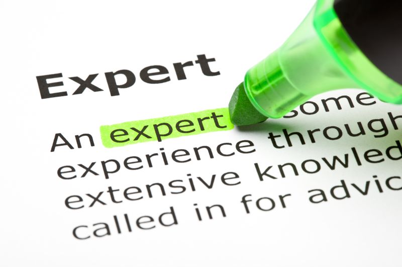 Photo of dictionary definition showing the word "Expert" highlighted