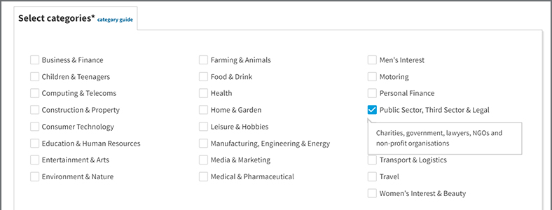 Categories on the Journalist Enquiry Service form