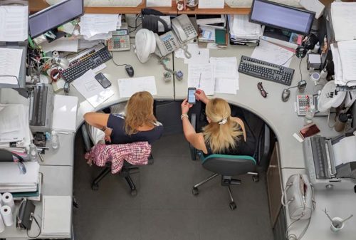 News team working in the office